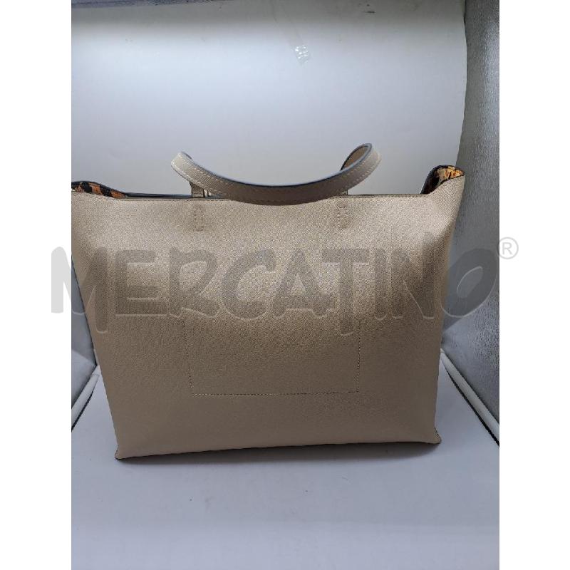 BORSA DONNA JUST CAVALLI BEIGE SCRITTA DORATA  | Mercatino dell'Usato Catanzaro 3