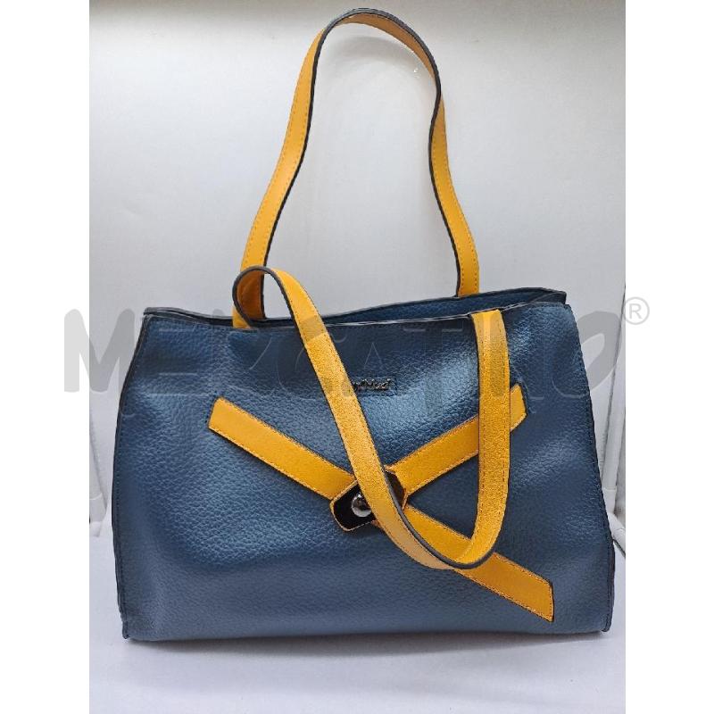 BORSA DONNA MIMÌMUÀ VERDE PETROLIO DOPPIO MANICO SENAPE | Mercatino dell'Usato Catanzaro 1