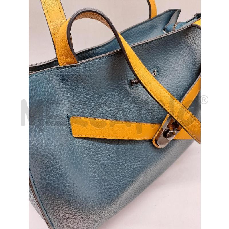BORSA DONNA MIMÌMUÀ VERDE PETROLIO DOPPIO MANICO SENAPE | Mercatino dell'Usato Catanzaro 2