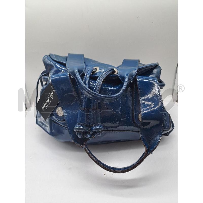 BORSA DONNA NANNINI VERNICE BLU PETROLIO TRAFORATA | Mercatino dell'Usato Catanzaro 1
