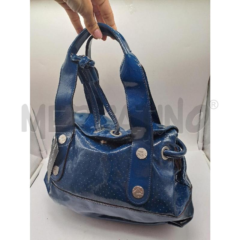 BORSA DONNA NANNINI VERNICE BLU PETROLIO TRAFORATA | Mercatino dell'Usato Catanzaro 2