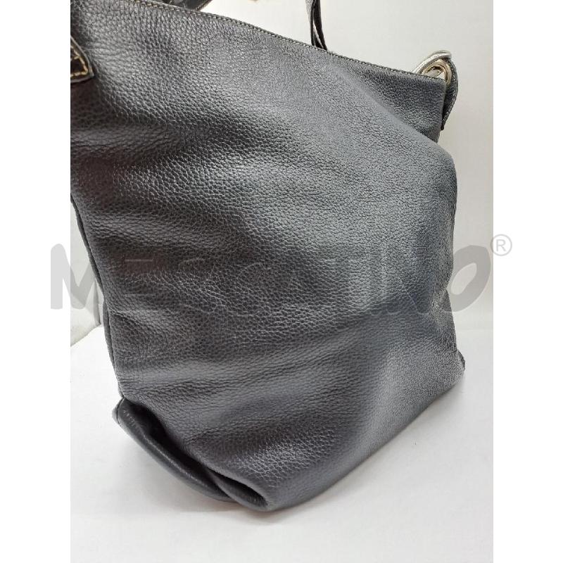 BORSA DONNA PELLE BLU DA SPALLA GANCIO GRANDE | Mercatino dell'Usato Catanzaro 2