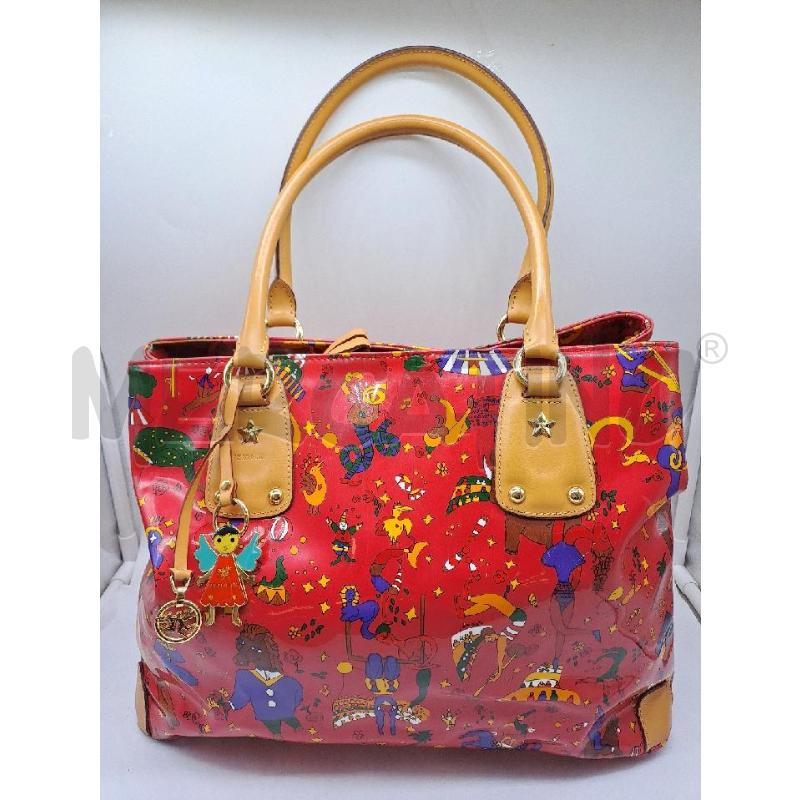 BORSA DONNA PIERO GUIDI ROSSO VERNICE MANICO CAMELLO | Mercatino dell'Usato Catanzaro 1
