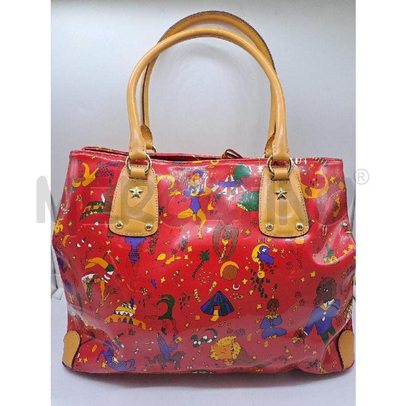 BORSA DONNA PIERO GUIDI ROSSO VERNICE MANICO CAMELLO | Mercatino dell'Usato Catanzaro 2
