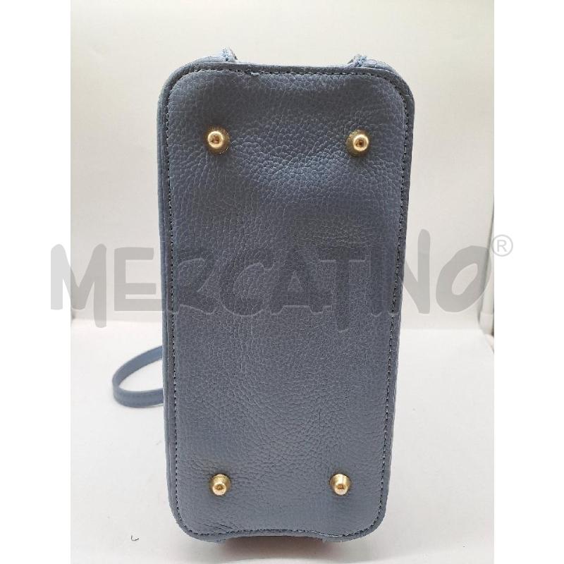 BORSA DONNA VERA PELLE CELESTE TRACOLLA E MANICI  | Mercatino dell'Usato Catanzaro 4