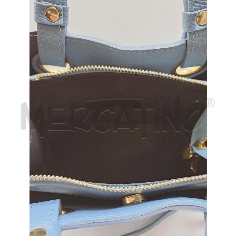 BORSA DONNA VERA PELLE CELESTE TRACOLLA E MANICI  | Mercatino dell'Usato Catanzaro 5