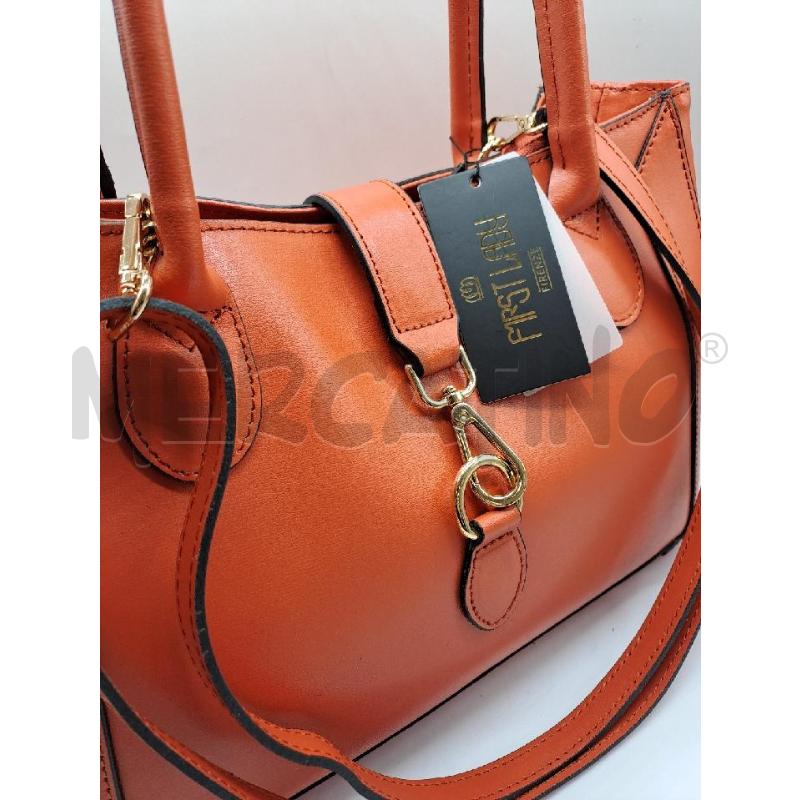 BORSA PELLE ARANCIONE MATTONE DOPPIO MANICO TRACOLLA | Mercatino dell'Usato Catanzaro 2