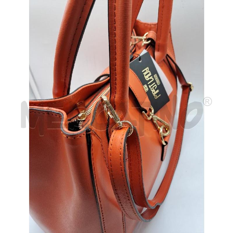 BORSA PELLE ARANCIONE MATTONE DOPPIO MANICO TRACOLLA | Mercatino dell'Usato Catanzaro 3