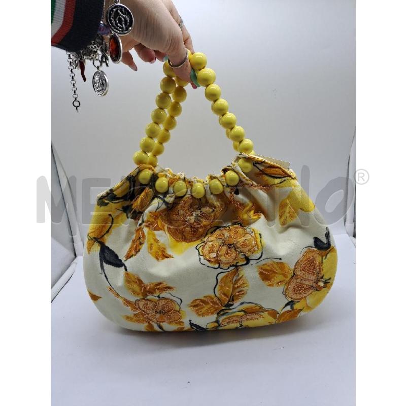 BORSETTA DONNA LUISA SPAGNOLI BEIGE GIALLO GANCI A PALLINE | Mercatino dell'Usato Catanzaro 1
