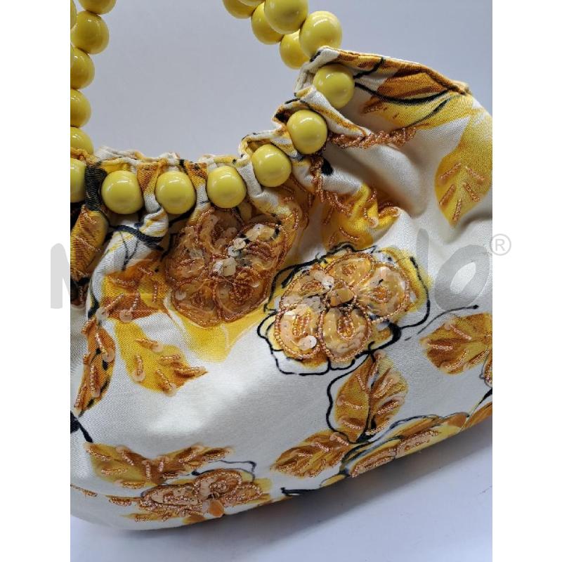 BORSETTA DONNA LUISA SPAGNOLI BEIGE GIALLO GANCI A PALLINE | Mercatino dell'Usato Catanzaro 2