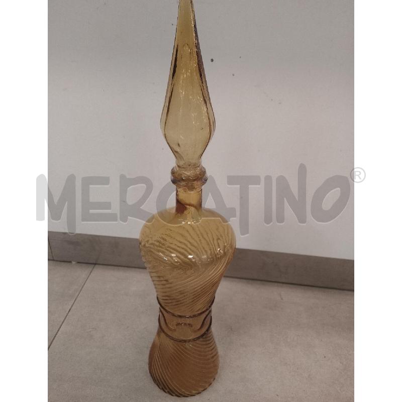 BOTTIGLIA VINTAGE GIALLA TRASPARENRTE GENIE BOTTLE DECANTE  | Mercatino dell'Usato Catanzaro 1