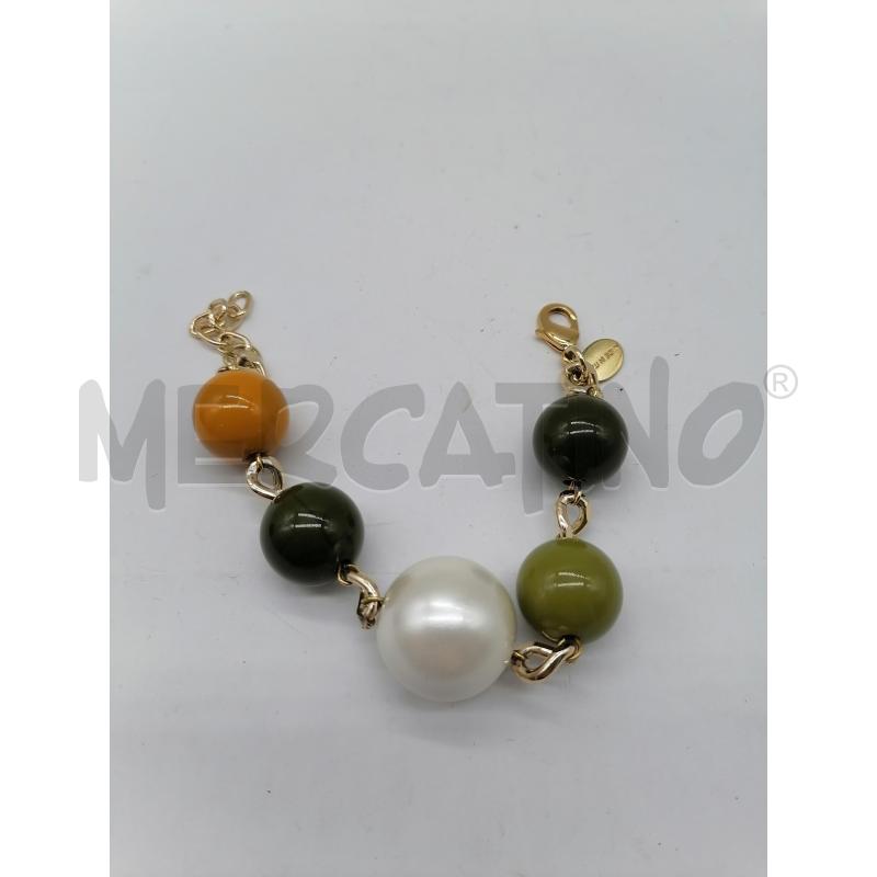 BRACCIALE CATENA I BIJOU DELL'ANNO DORATA SFERE GRANDI VERDE ARANCIONE BIANCO | Mercatino dell'Usato Catanzaro 1