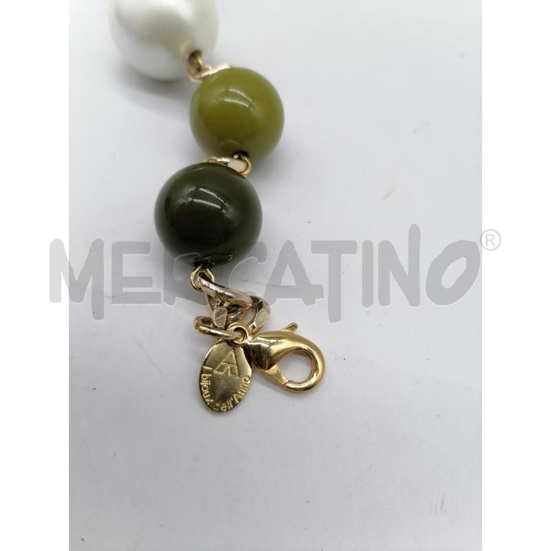 BRACCIALE CATENA I BIJOU DELL'ANNO DORATA SFERE GRANDI VERDE ARANCIONE BIANCO | Mercatino dell'Usato Catanzaro 2