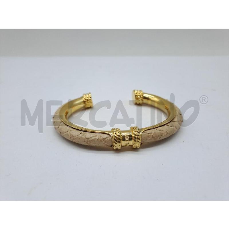 BRACCIALE ROBERTO CAVALLI RIGIDO DORATO PELLE BEIGE PITONATO | Mercatino dell'Usato Catanzaro 2