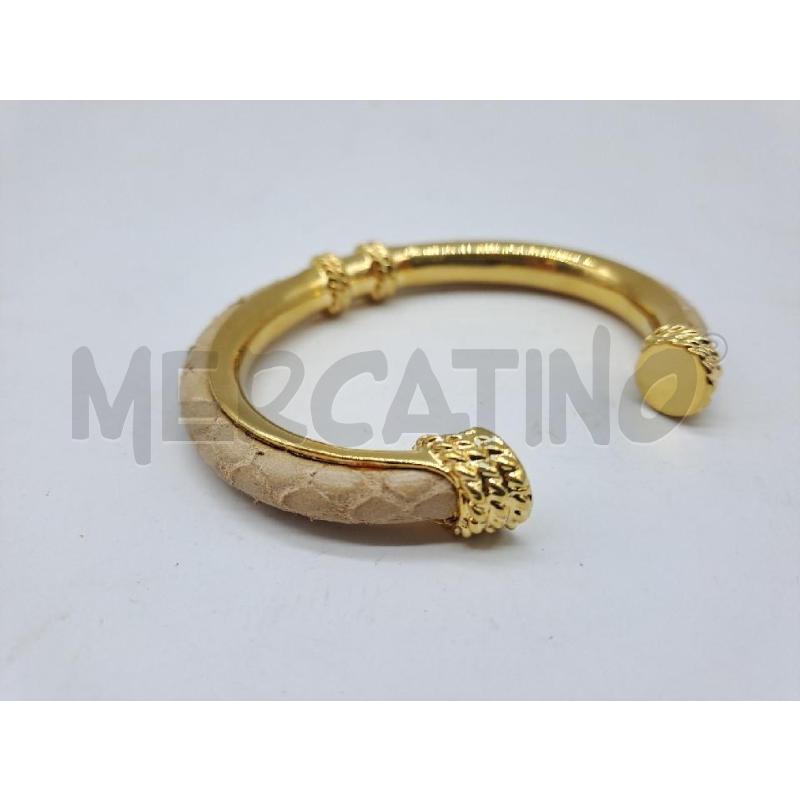 BRACCIALE ROBERTO CAVALLI RIGIDO DORATO PELLE BEIGE PITONATO | Mercatino dell'Usato Catanzaro 3