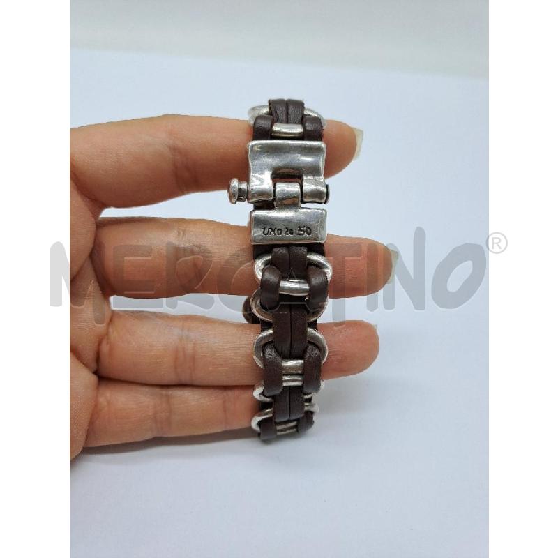 BRACCIALE UNO DE 50 INTRECCIO PELLE MARRONE | Mercatino dell'Usato Catanzaro 2