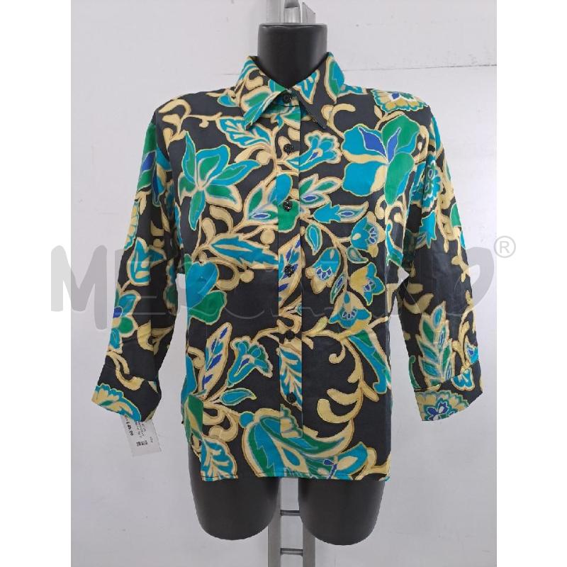 CAMICIA DONNA LUISA SPAGNOLI NERA FIORI GIALLO BLU | Mercatino dell'Usato Catanzaro 1