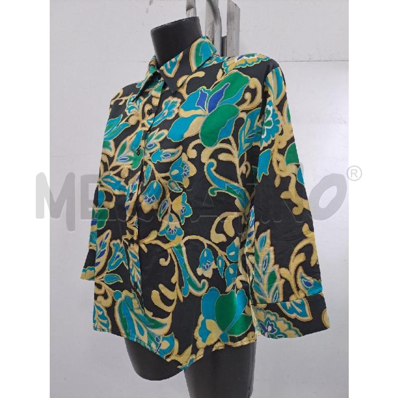 CAMICIA DONNA LUISA SPAGNOLI NERA FIORI GIALLO BLU | Mercatino dell'Usato Catanzaro 2