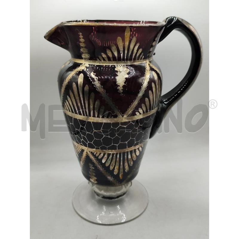 CARAFFA VETRO VIOLA DIPINTA IN ARGENTO | Mercatino dell'Usato Catanzaro 1