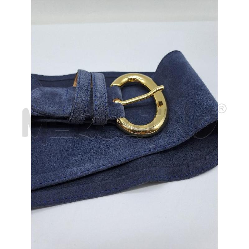 CINTURA PELLE LUISA SPAGNOLI PELLE SCAMOSCIATO BLU FIBBIA DORATA | Mercatino dell'Usato Catanzaro 2