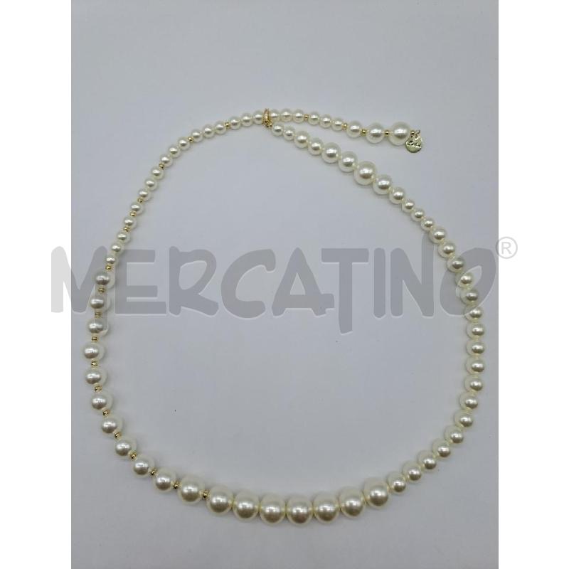 COLLANA SODINI SFER BIANCHE CHIUSURA DORATA | Mercatino dell'Usato Catanzaro 1