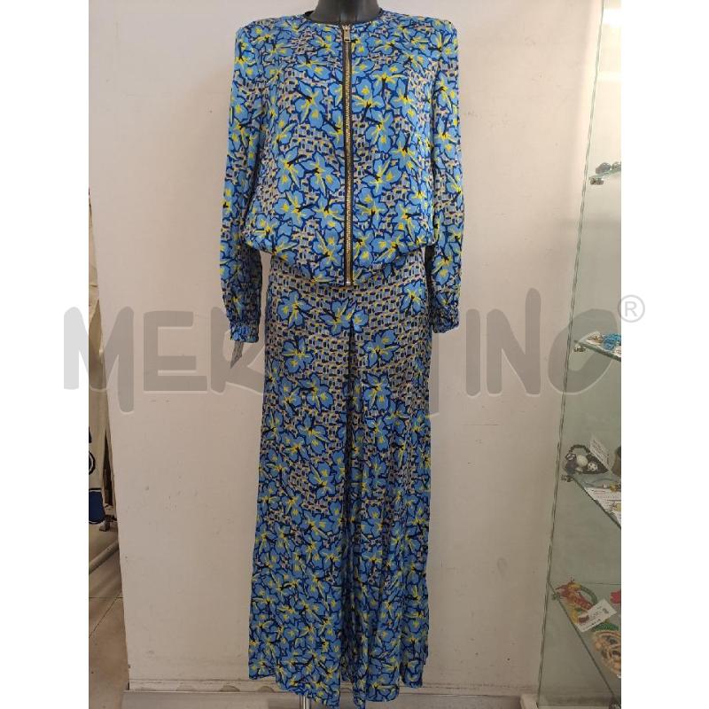 COMPLETO DONNA INTREND FELPA+PANTALONE FIORI BLU GIALLO  | Mercatino dell'Usato Catanzaro 1