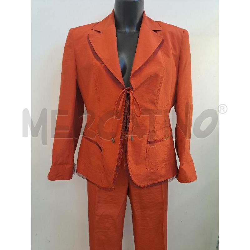 COMPLETO DONNA OLTRE ARANCIONE LINO VISCOSA BORDO TULLE | Mercatino dell'Usato Catanzaro 2