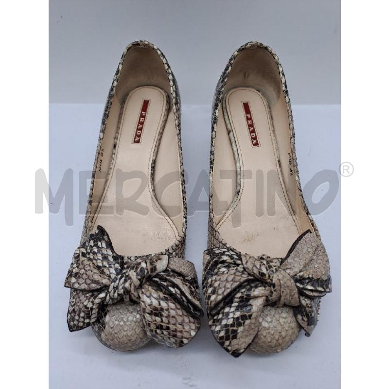 DECOLLETE PRADA PITONATO BEIGE PUNTA TONDA TACCO LARGO | Mercatino dell'Usato Catanzaro 1