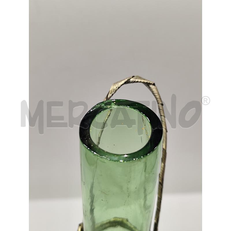 FIASCO VETRO VERDE INTRECCIATO METALLO PREGIATO VAVASSORI PIROVANI | Mercatino dell'Usato Catanzaro 3