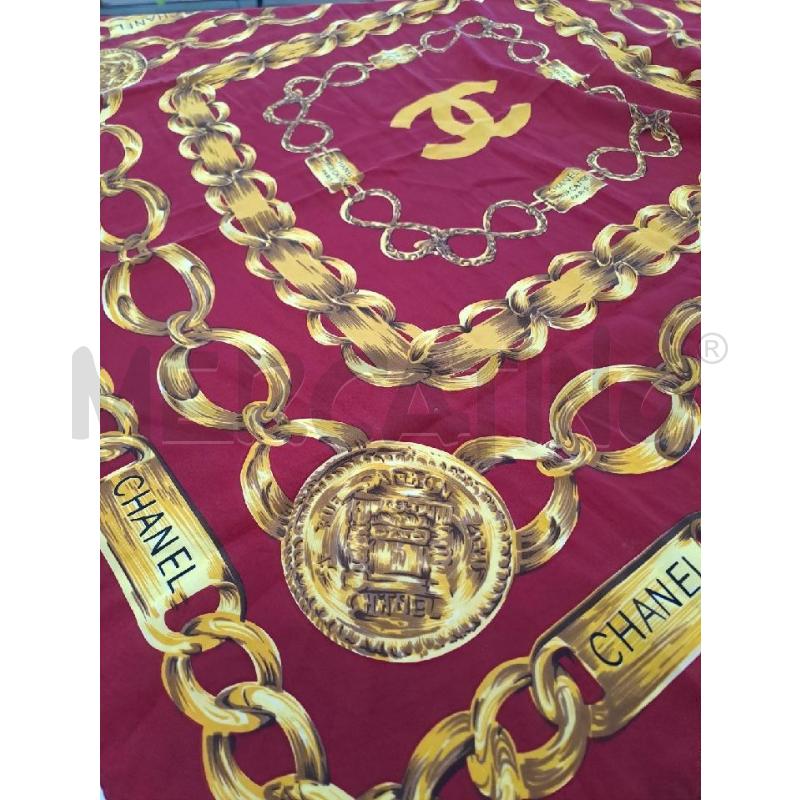 FOULARD CHANEL CC RED SETA MOTIVO A CATENA VINTAGE | Mercatino dell'Usato Catanzaro 4