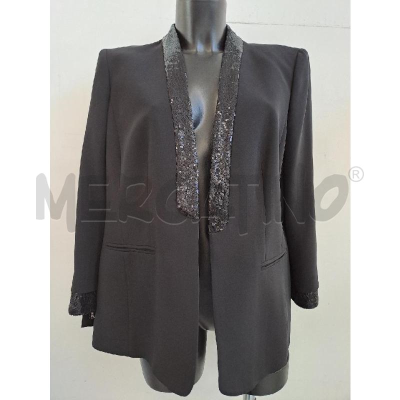 GIACCA DONNA LUISA SPAGNOLI NERO BORDO PAILLETTES SETA | Mercatino dell'Usato Catanzaro 1