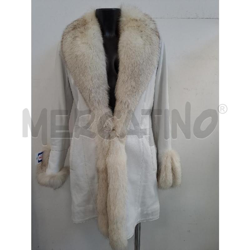 GIUBBINO DONNA PELLE LEATHER BIANCO BORDO PELLICCOIA | Mercatino dell'Usato Catanzaro 1
