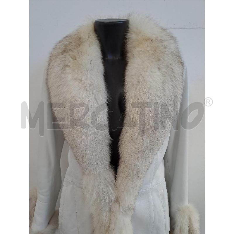 GIUBBINO DONNA PELLE LEATHER BIANCO BORDO PELLICCOIA | Mercatino dell'Usato Catanzaro 2