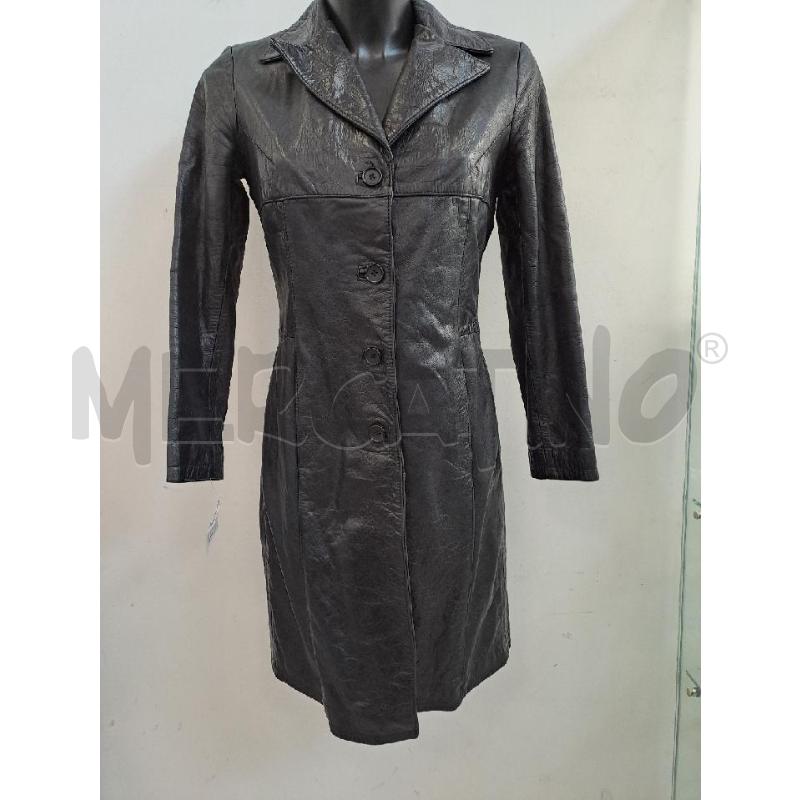 GIUBBINO DONNA PELLE SU PELLE NERO LUNGO  | Mercatino dell'Usato Catanzaro 1