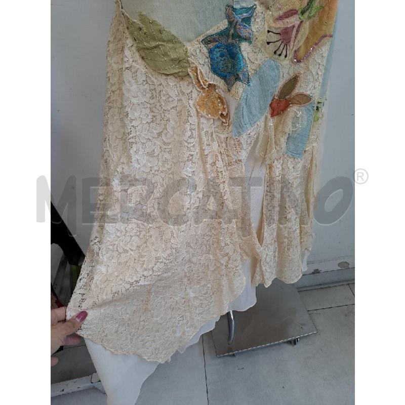 GONNA JEANS MARILÙ LAV VERDE PIZZO BEIGE FIORI SETA  | Mercatino dell'Usato Catanzaro 3