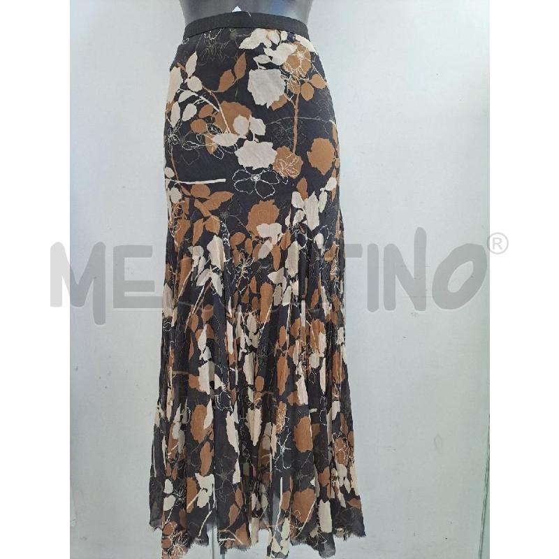 GONNA WOLKING OVERTIME NERO FIORI BEIGE MARRONE LUNGA SETA  | Mercatino dell'Usato Catanzaro 1