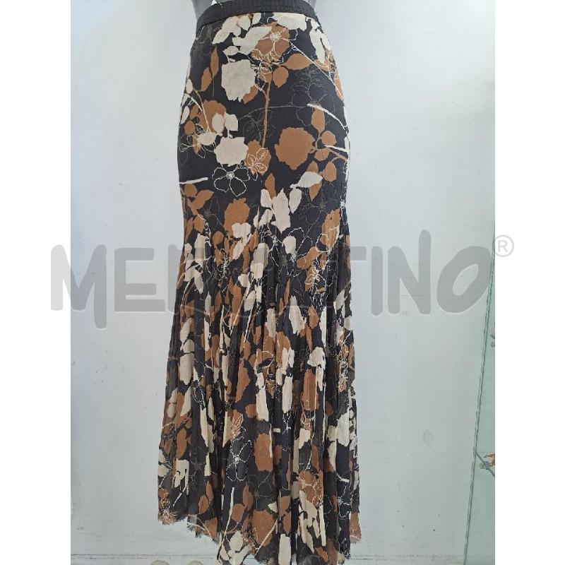 GONNA WOLKING OVERTIME NERO FIORI BEIGE MARRONE LUNGA SETA  | Mercatino dell'Usato Catanzaro 2