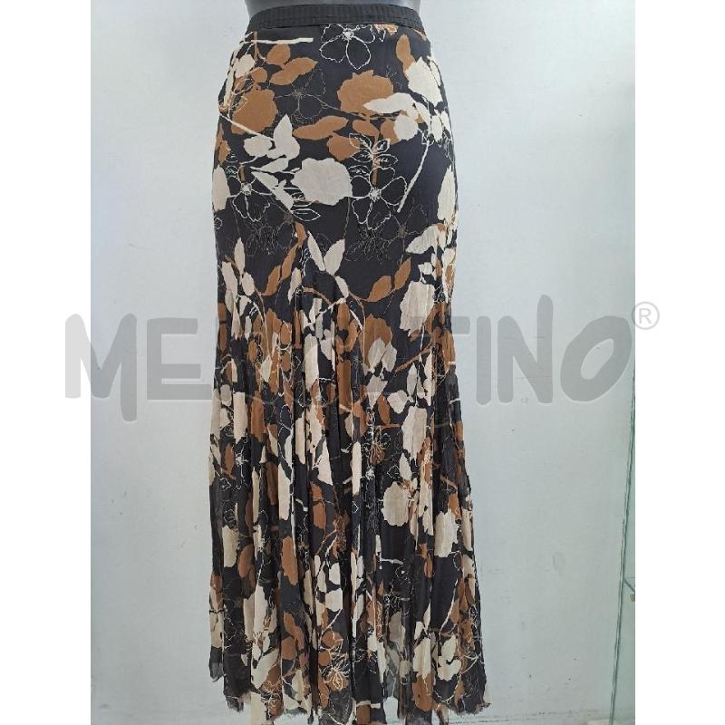GONNA WOLKING OVERTIME NERO FIORI BEIGE MARRONE LUNGA SETA  | Mercatino dell'Usato Catanzaro 3