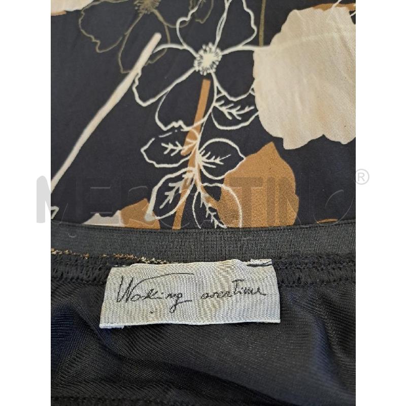 GONNA WOLKING OVERTIME NERO FIORI BEIGE MARRONE LUNGA SETA  | Mercatino dell'Usato Catanzaro 4
