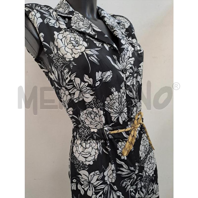 JUMPSUIT GAELLE SMANICATO NERO FIORI BIANCHI CINTURINA DORATA  | Mercatino dell'Usato Catanzaro 3
