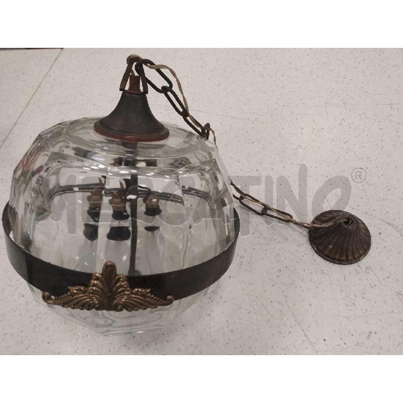 LAMPADARIO A SOSPENSIONE VINTAGE RAME OTTONE FASCIA 2 LUCI | Mercatino dell'Usato Catanzaro 1