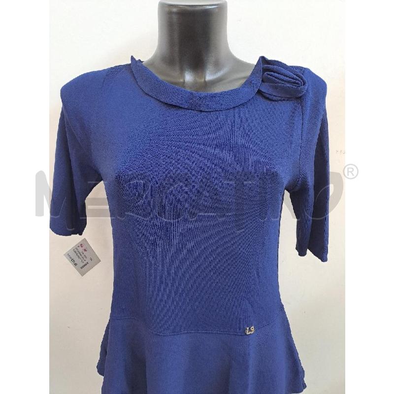 MAGLIA DONNA LUISA SPAGNOLI BLU ELETTRICO TREQUARTI ROSELLINA LATERALE | Mercatino dell'Usato Catanzaro 2