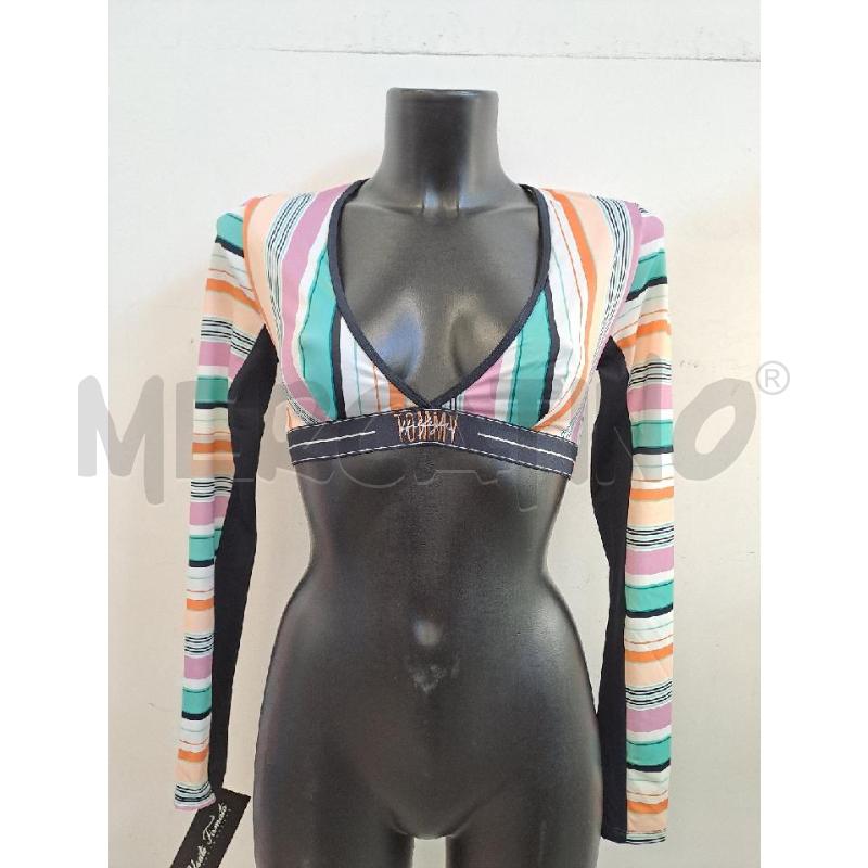 MAGLIA DONNA TOMMY HILFIGER RIGHE BAINCO VERDE VIOLA ARANCIONE SCOLLO V  | Mercatino dell'Usato Catanzaro 1