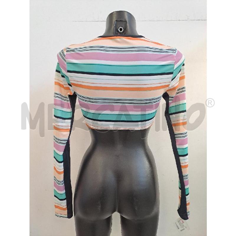 MAGLIA DONNA TOMMY HILFIGER RIGHE BAINCO VERDE VIOLA ARANCIONE SCOLLO V  | Mercatino dell'Usato Catanzaro 3