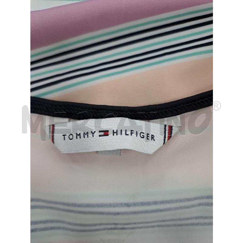 MAGLIA DONNA TOMMY HILFIGER RIGHE BAINCO VERDE VIOLA ARANCIONE SCOLLO V  | Mercatino dell'Usato Catanzaro 4