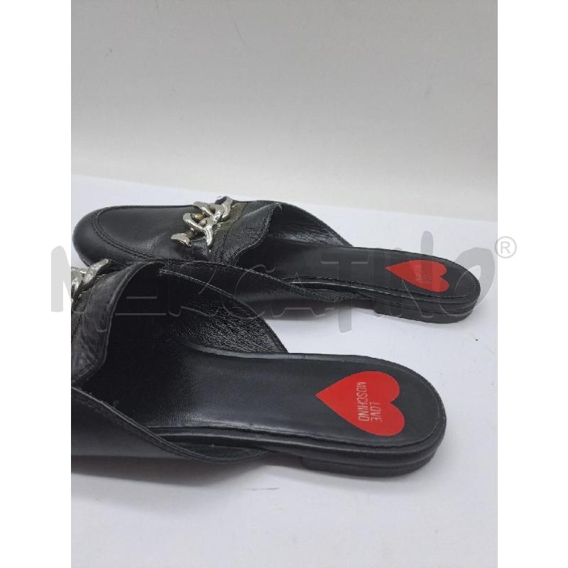 MOCASSINI DONNA MULES LOVE MOSCHINO NERO CATENA | Mercatino dell'Usato Catanzaro 2