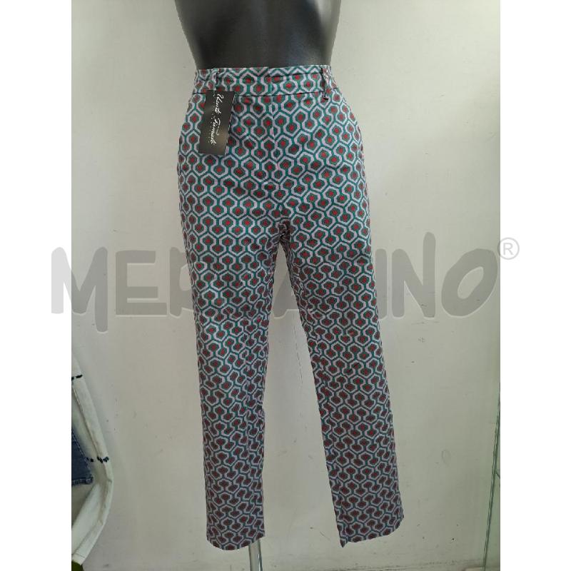 PANTALONE DONNA INTREND VERDE ACQUA DISEGNO ROSSO ROSA  | Mercatino dell'Usato Catanzaro 1