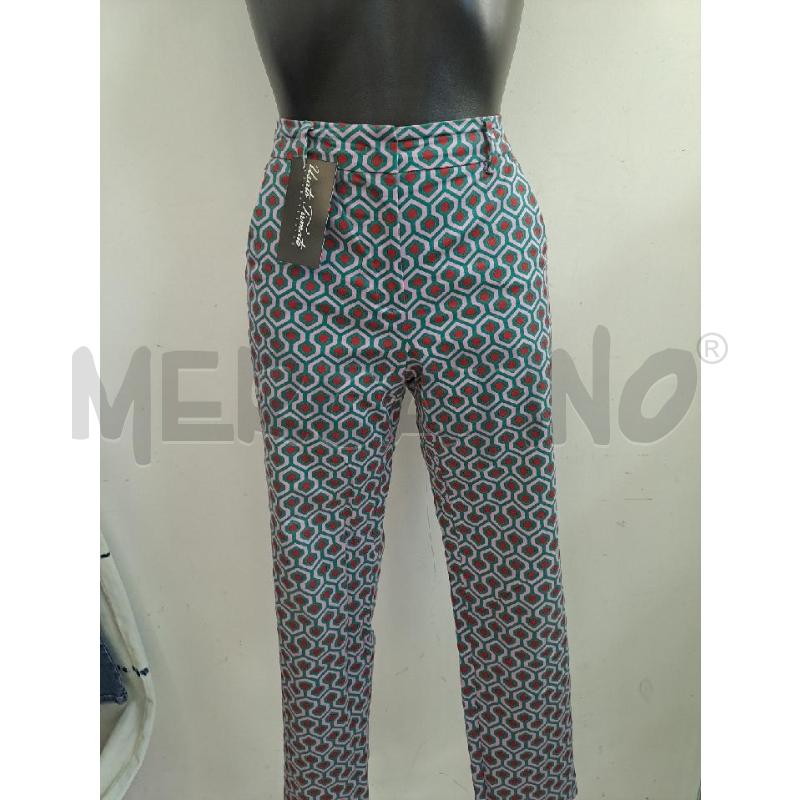 PANTALONE DONNA INTREND VERDE ACQUA DISEGNO ROSSO ROSA  | Mercatino dell'Usato Catanzaro 2