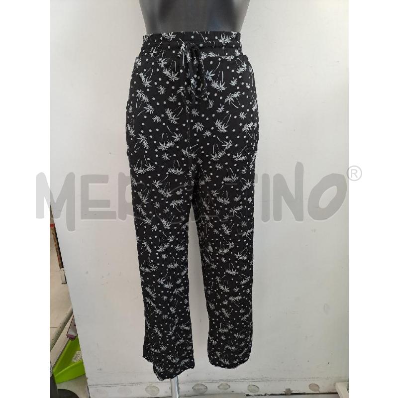 PANTALONE DONNA MARELLA NERO DISEGNO PALME GRIGIO ELASTICO   | Mercatino dell'Usato Catanzaro 1