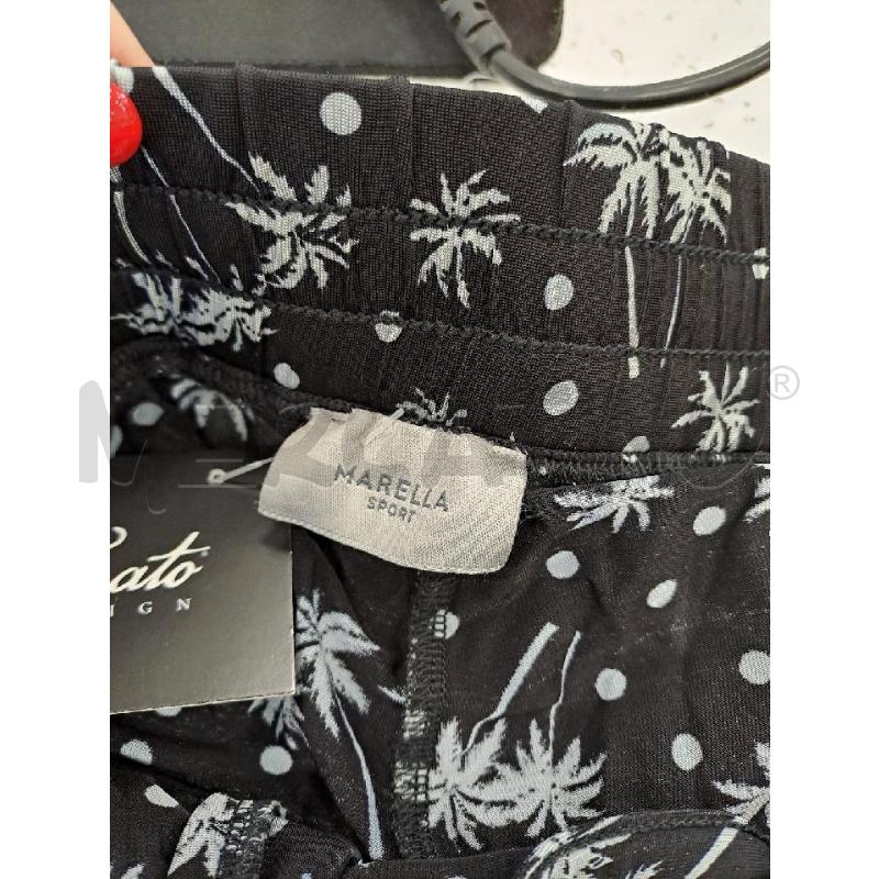 PANTALONE DONNA MARELLA NERO DISEGNO PALME GRIGIO ELASTICO   | Mercatino dell'Usato Catanzaro 4